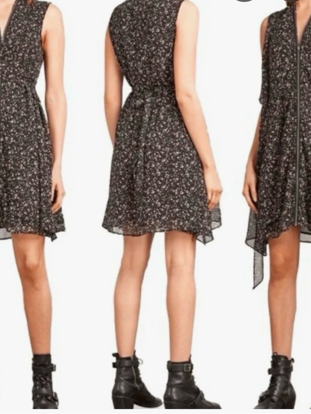 All Saints Black Floral Zip Dress Jayda pepper floral all the round zipper med